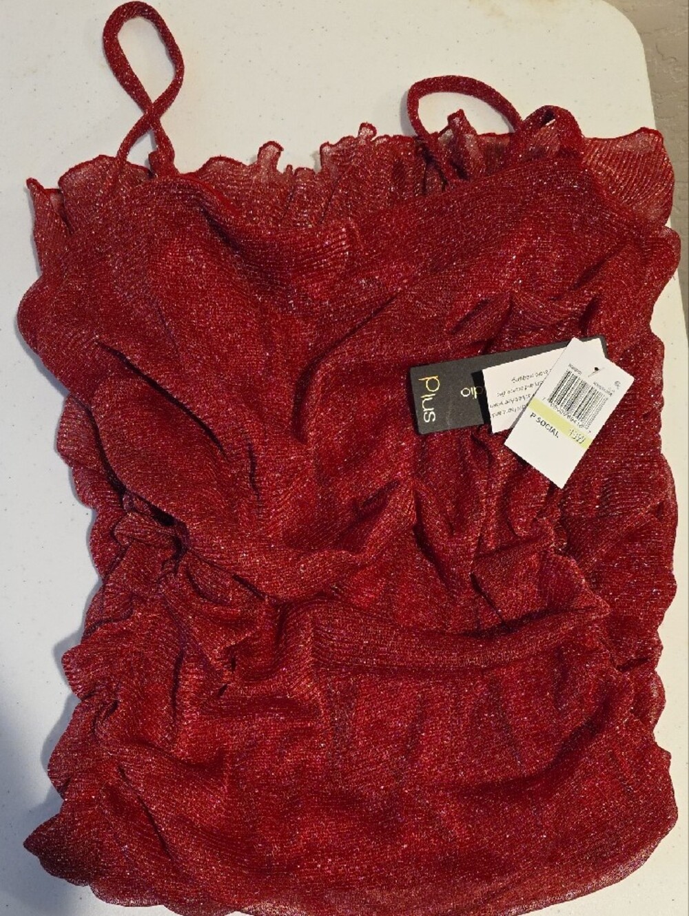 City Studio Glittered Red Ruched Cowl Mini Dress - Picture 10 of 14